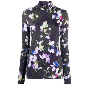 DOROTHEE SCHUMACHER Floral‎ Movement-print Turtleneck Top In Black Size 4